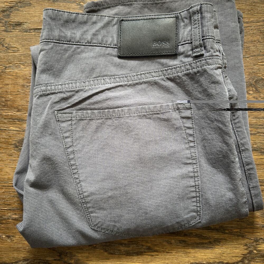 Hugo Boss Maine-10 Regular Fit Grey Micro-Pattern Stretch Pants Mens 36x34 - Picture 13 of 14